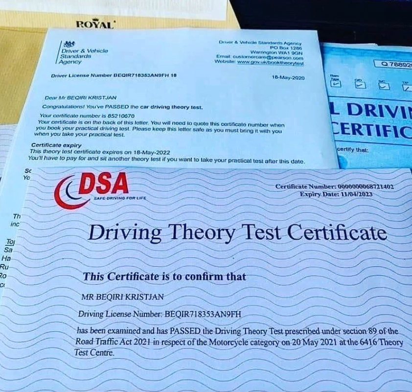 Buy UK driving theory test Certificate